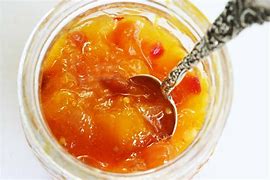 Mango chutney in a decorative jar